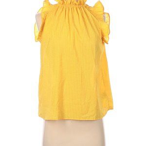 Who What Wear Yellow Sleeveless Ruffle Neck Top Size XL